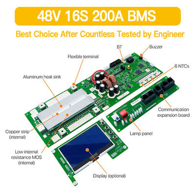 16S 48V Smart BMS dla systemów słonecznych 100A 200A System zarządzania baterią LiFePO4